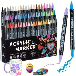 اقلام ماركر اكريليك 60 لون راسين لجميع الاسطح 